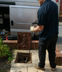 Clearing blocked drains in West Wickham